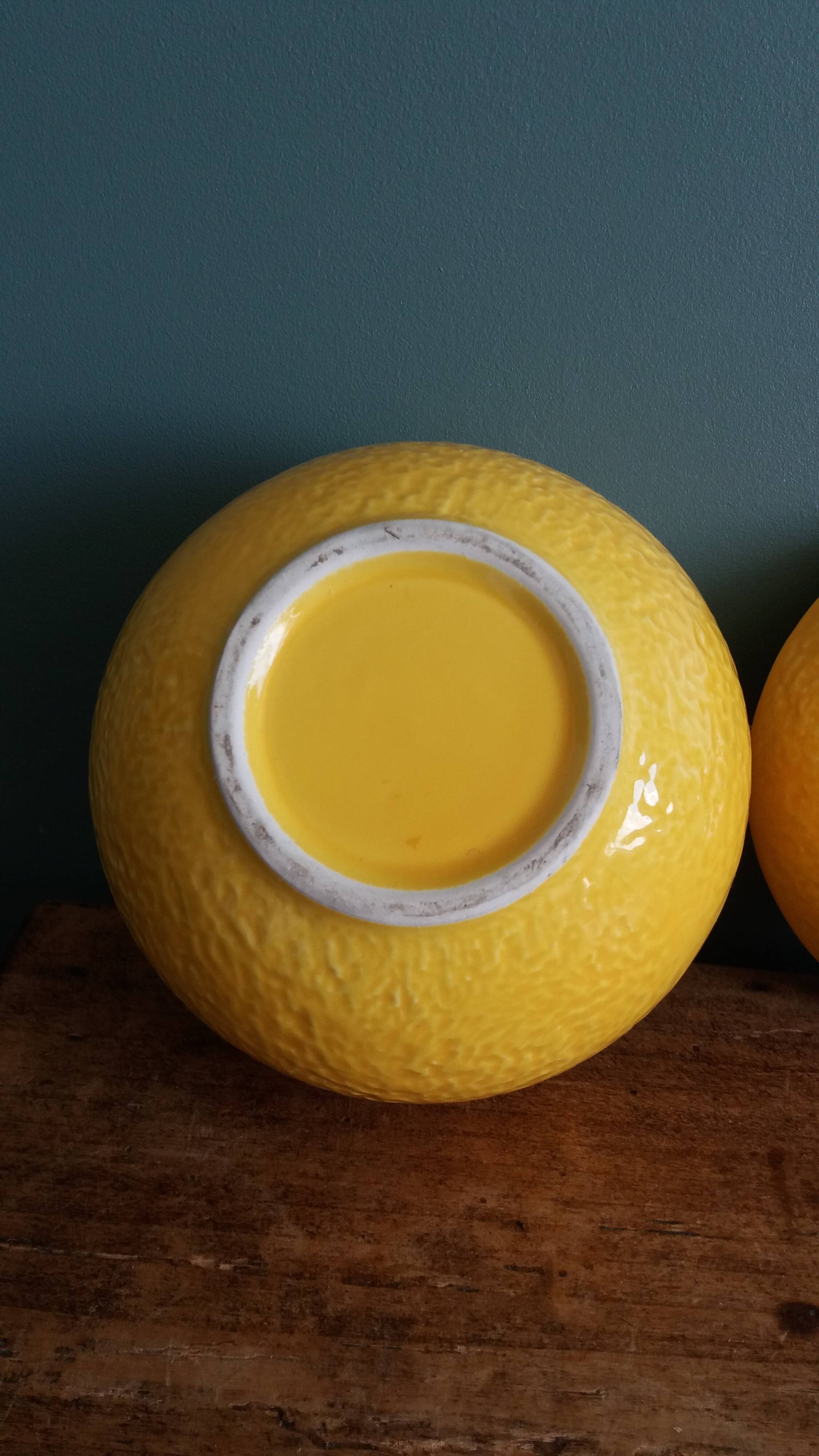 Sugar bowl candy dish box lemon in slipware