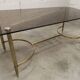 Gold brass coffee table with smoked glass 1970