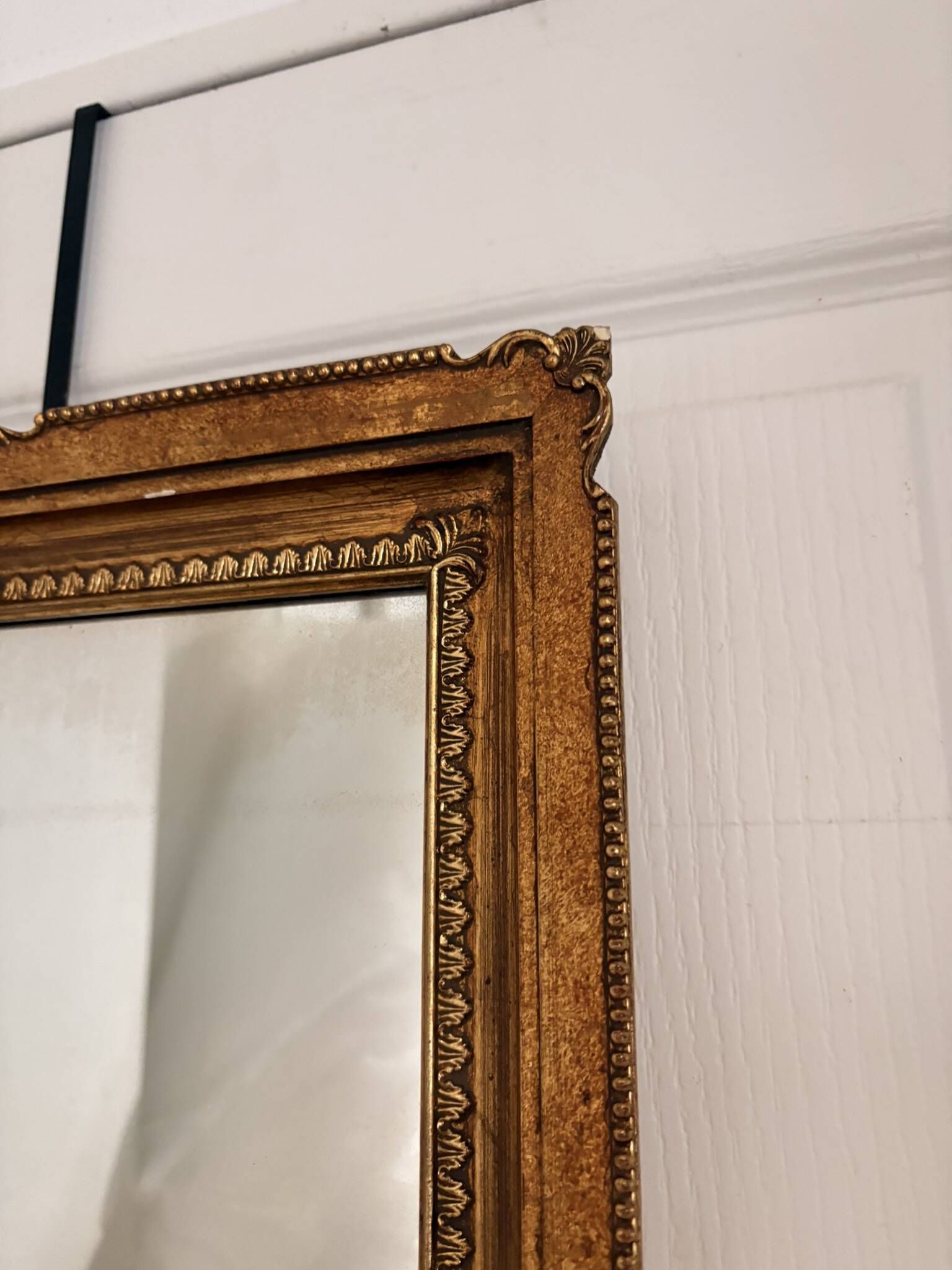 Antique Rectangular Wall Mirror Gold Wood Louis XV XVI Moulding 100x40cm