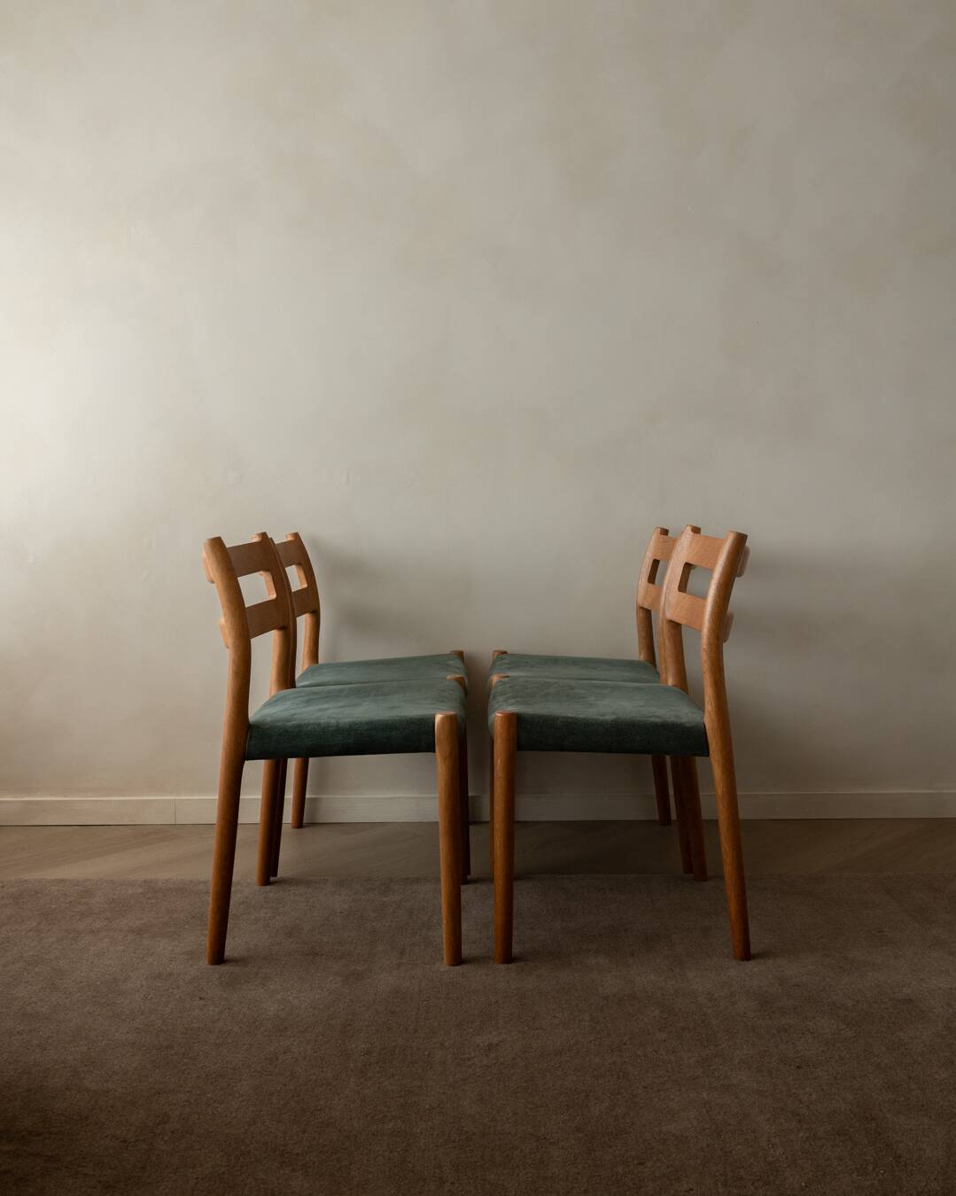 Vintage Danish Dining Chairs Model 84 Oak Niels O. Møller, 1960s, Set of 4