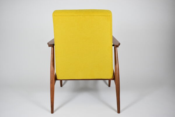 Fauteuil vintage original ''FOX'', designer Henry Lis, années 1970, entièrement restauré, jaune