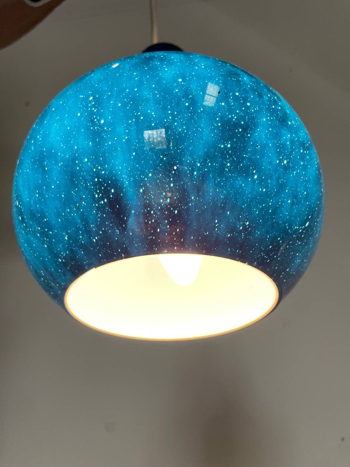 Peill and Putzler mid century vintage blue glass pendant chandelier