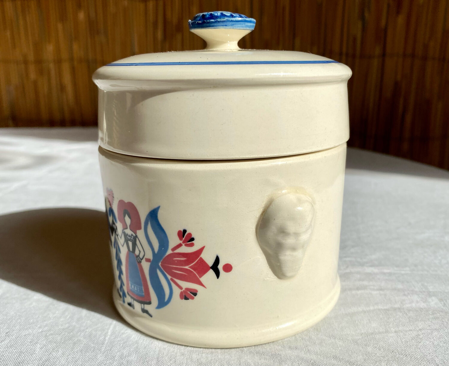 Pot ceramic bomb box Sarreguemines model Ribeauville vintage 60/70s