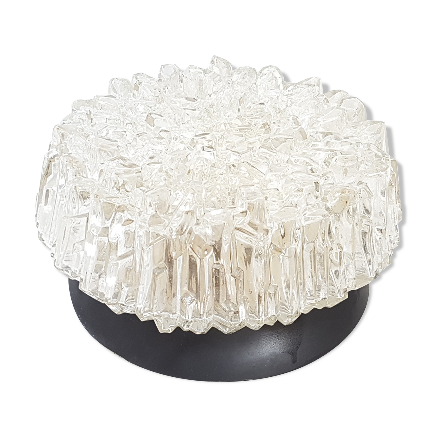 Plafonnier en verre & métal 1960