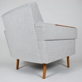 Mid-century modern armchair, restored, 1960, light grey fabric