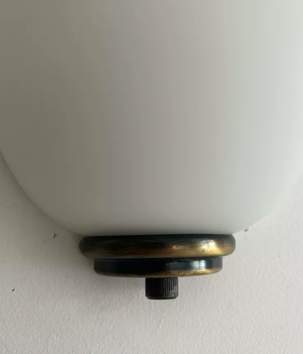 Appliques vintage verre de Vianne, opaline et laiton, Domec France 1970