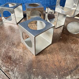 Set of 6 minimalist chrome steel candle holders from the 70s.