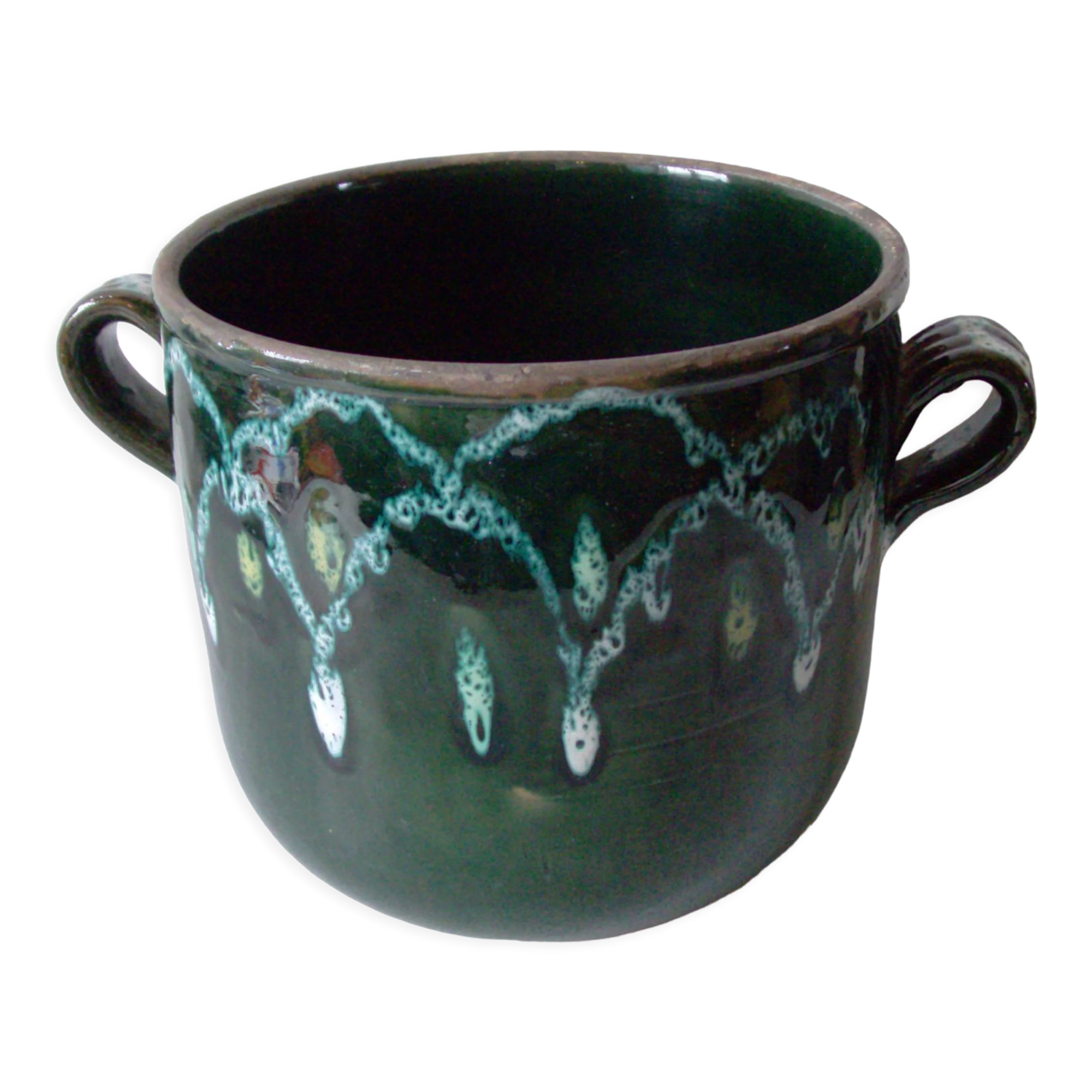 Old glazed terracotta planter Made in France winter garden garden decor