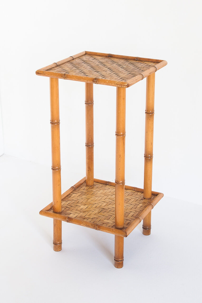 Vintage side table in cannage, France 1960
