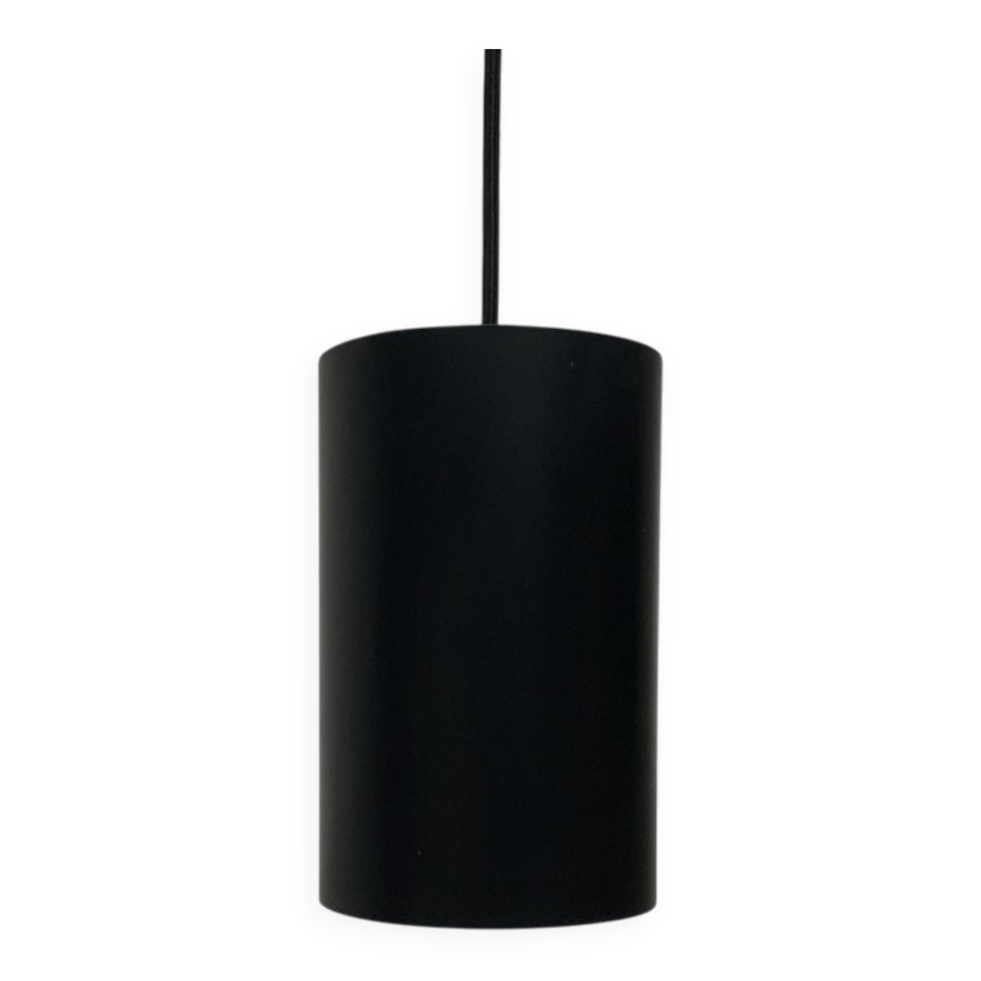 Minimalist cylindrical pendant light from the mid-century in metal by Eila & John Meiling for Louis Poulsen, set of 3.