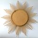 Miroir soleil vintage en rotin années 1960 60x60cm