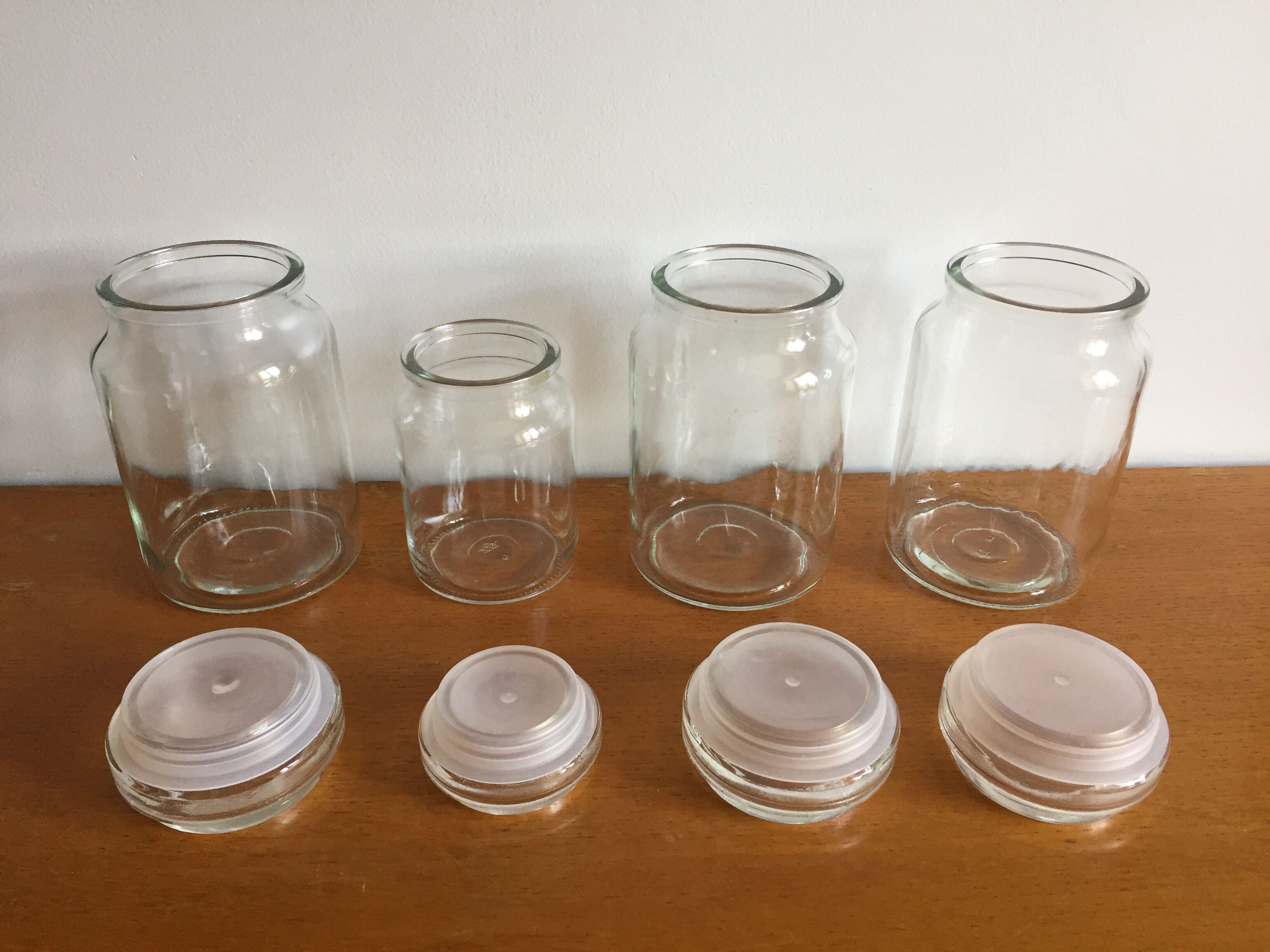 Lot of 4 vintage glass jars