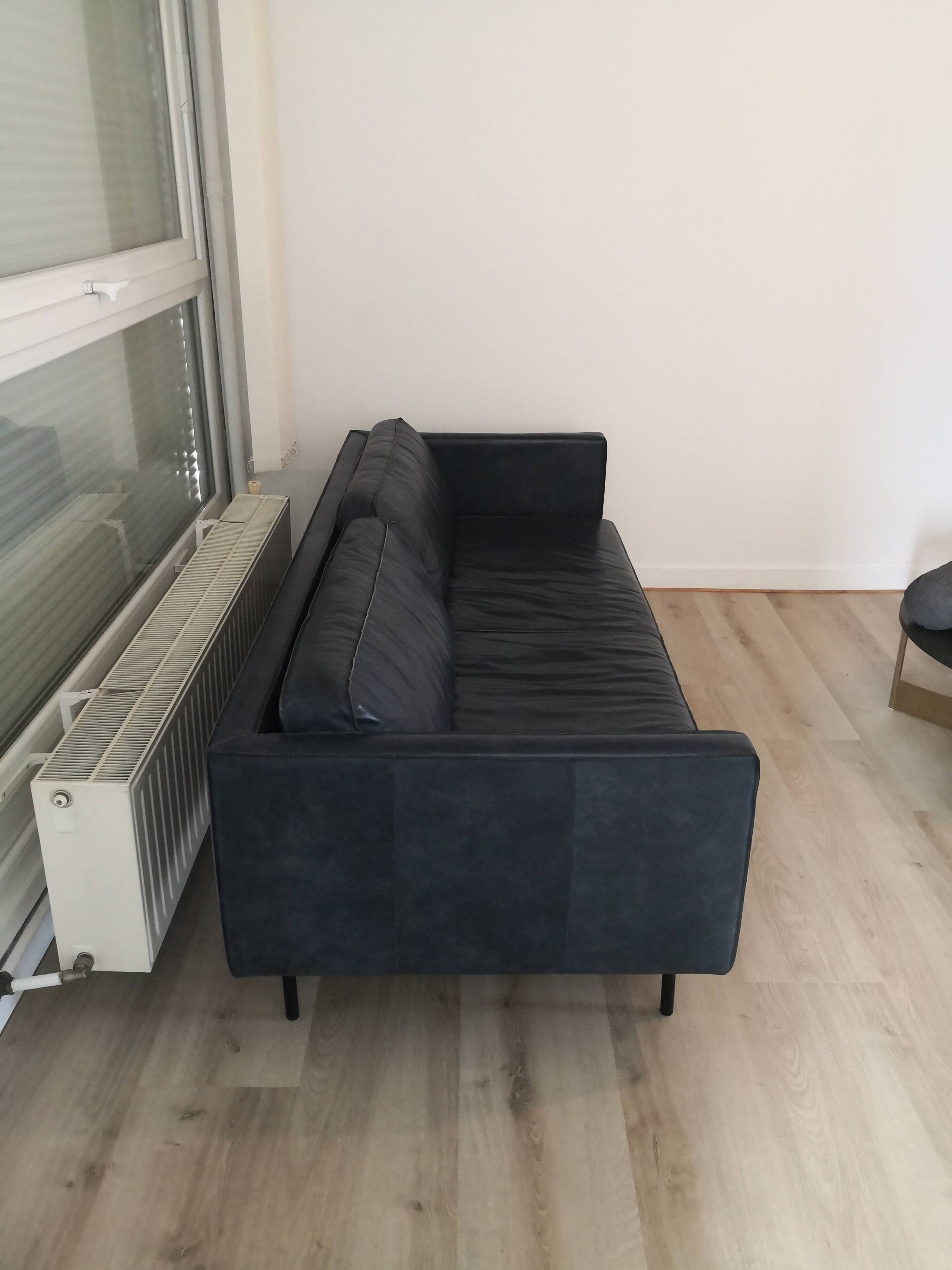 Oxford blue leather sofa