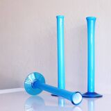 Vintage tall handblown orchid vases in azure blue by Artur Percy for Gullaskruf, 1970s, set of 3