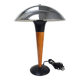 Lampe à poser champignon chrome et bois