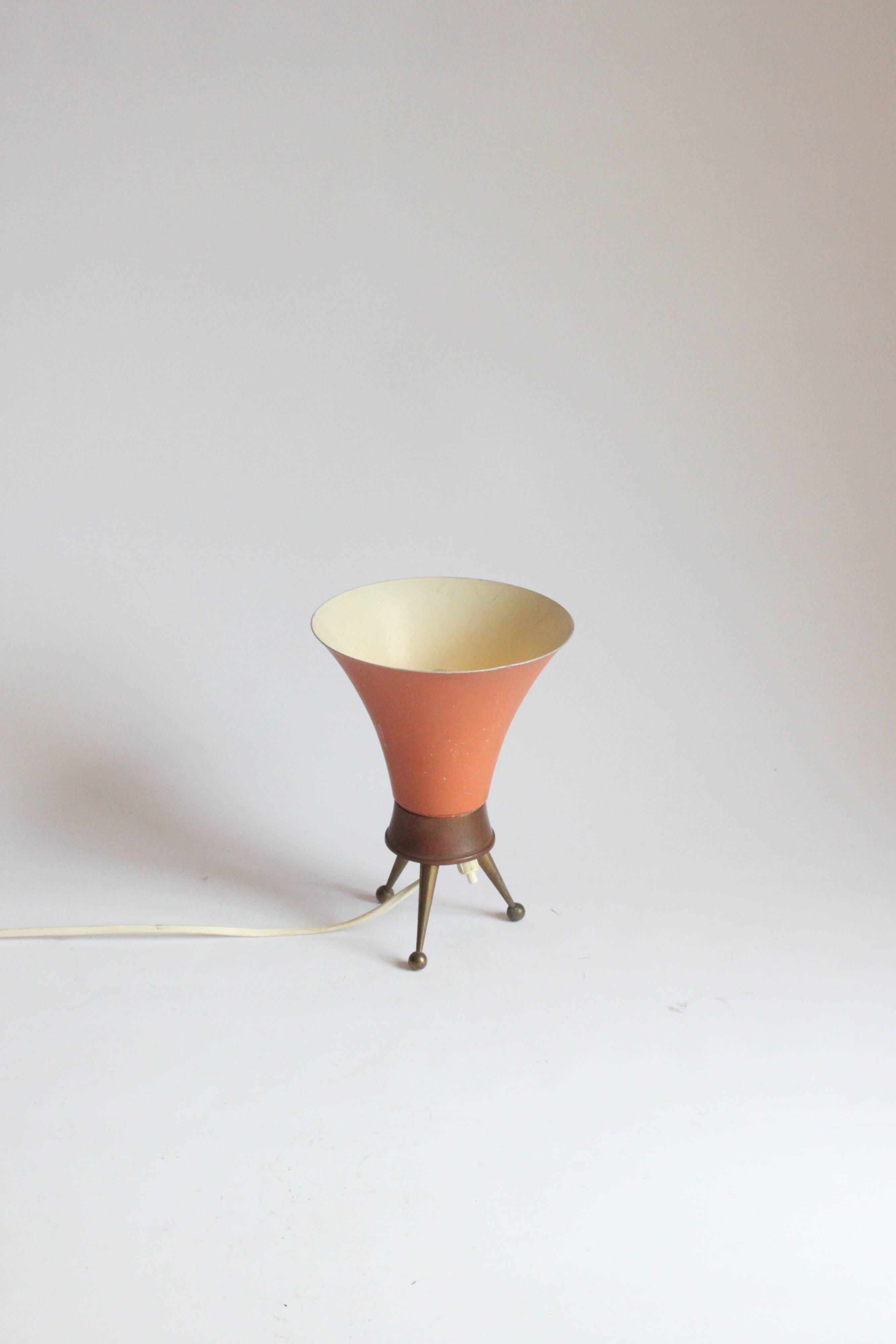 Brass tripod table lamp, 1950s