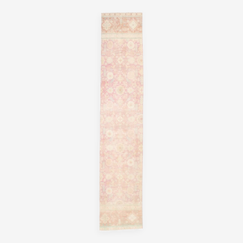 2x12 Pink & Beige Persian Runner Rug, 72x371Cm