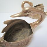 Two vintage solid brass brass zoomorphic pot pot cache