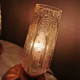 Lampes en bois avec capot en verre doré, années 70