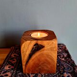 Porte bougie en bois fait à la main