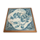 Antique trivet in Gien tile with blue bird decoration – wooden border