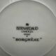 6 Bernardaud Limoges Borghese dessert plates with blue rim and fruit ribbon
