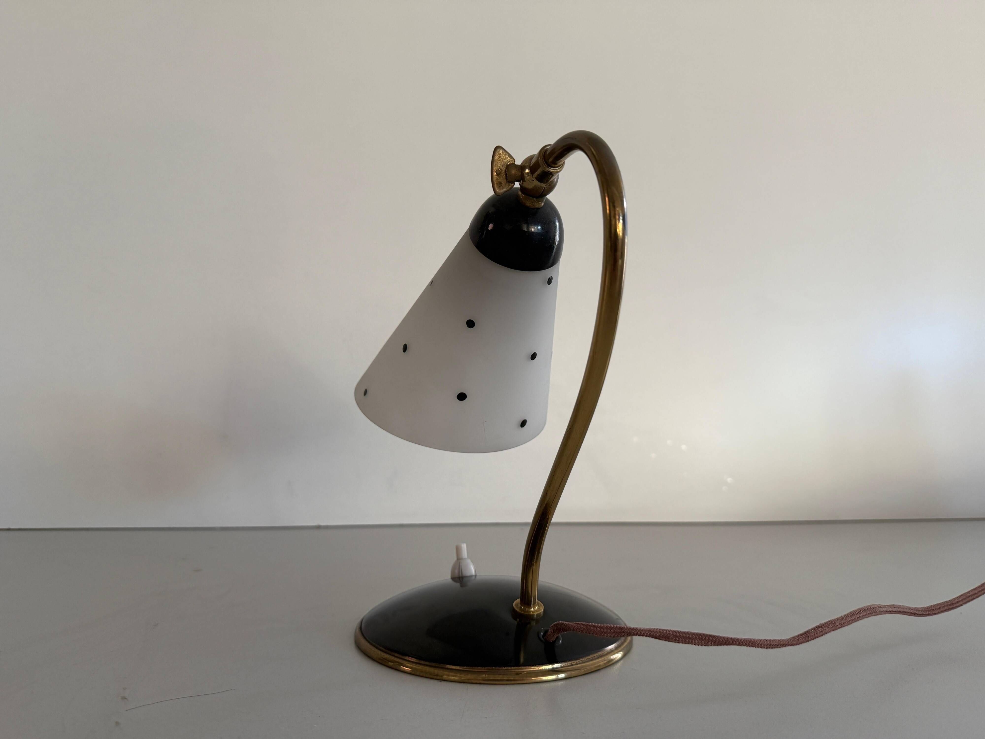 Mid-century bedside lamp in black metal and brass, 1950s, Germany