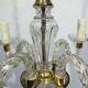4-light glass and brass chandelier