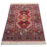 Hand made silk and wool area rug traditional tribal oriental rug- 113x174cm