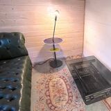 Chromed metal and smoked glass coffee table, dlg Willy Rizzo, mid-20th century