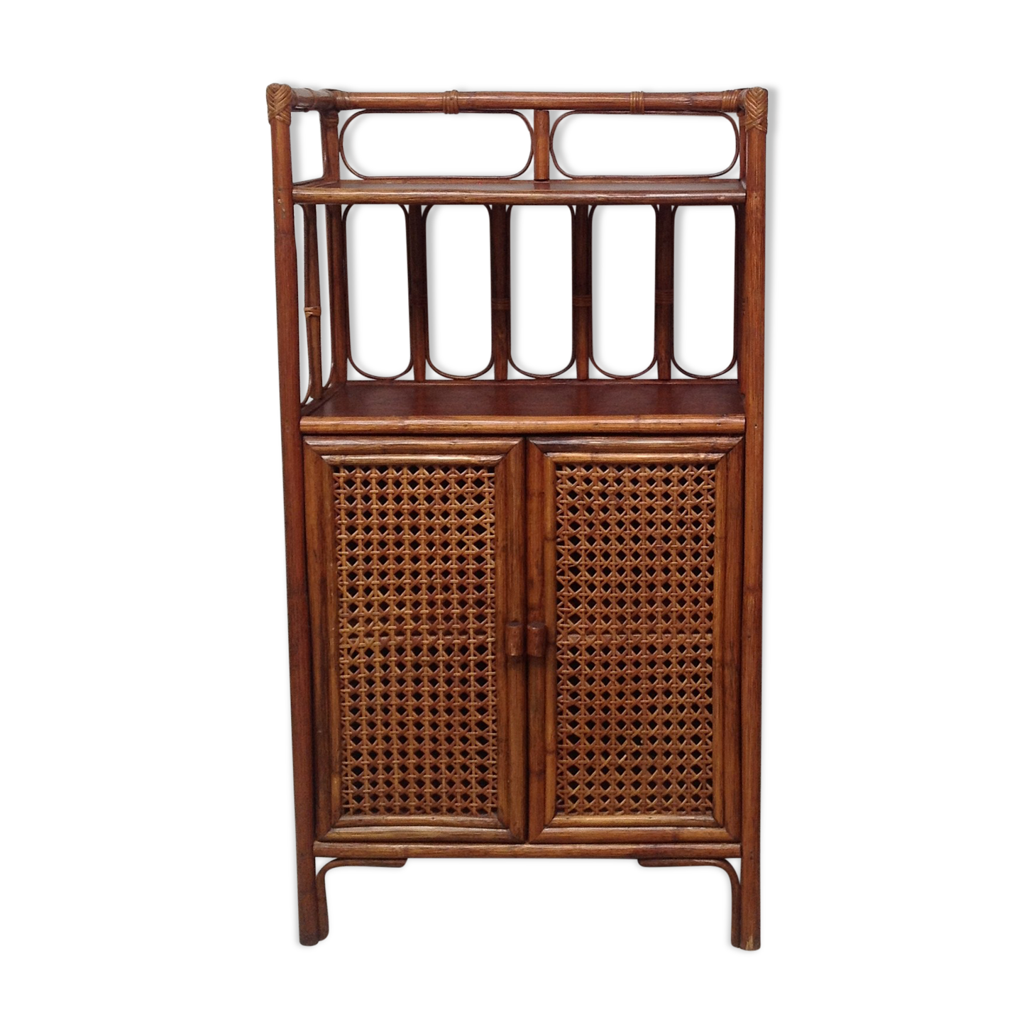 Buffet vintage bois et cannage rotin