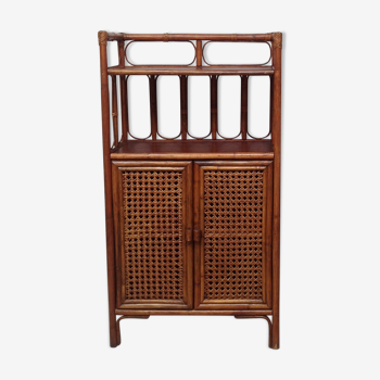 Vintage wood sideboard and rattan canning