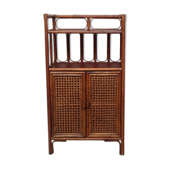Buffet vintage bois et cannage rotin
