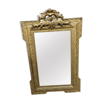 Old mirror gilded pediment 102 x 66 cm