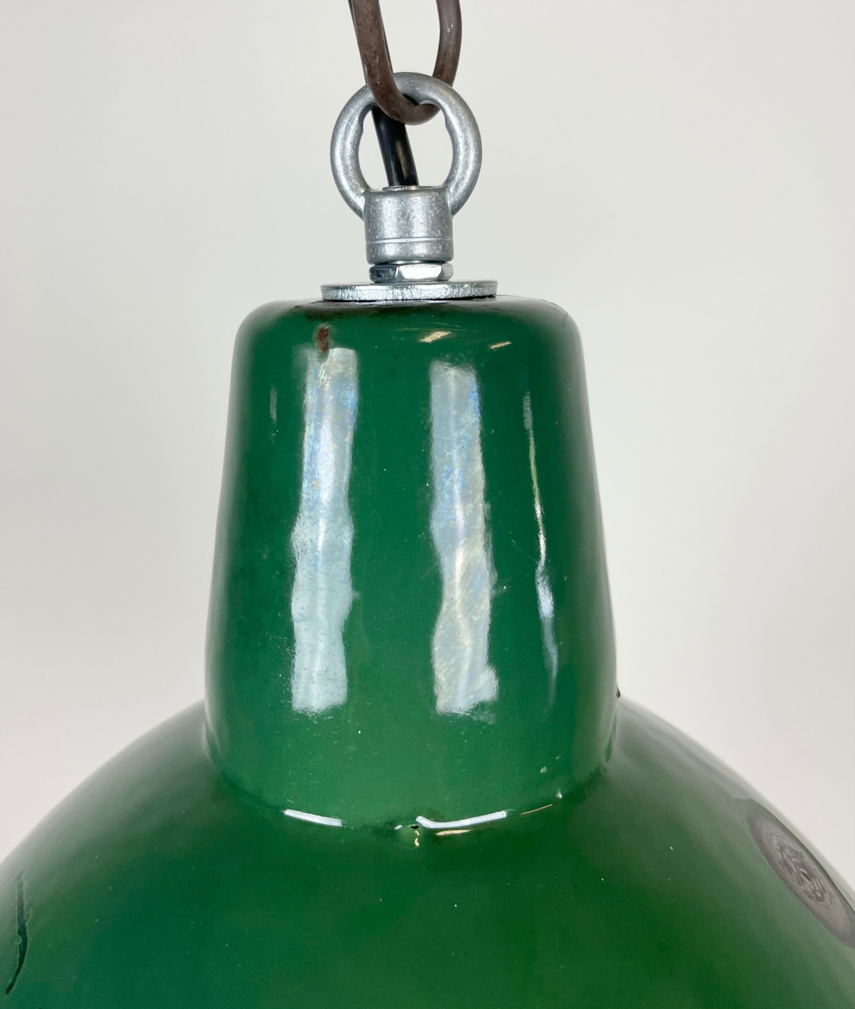 Industrial Green Enamel Factory Lamp, 1960s
