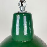 Suspension industrielle en émail vert, années 1960