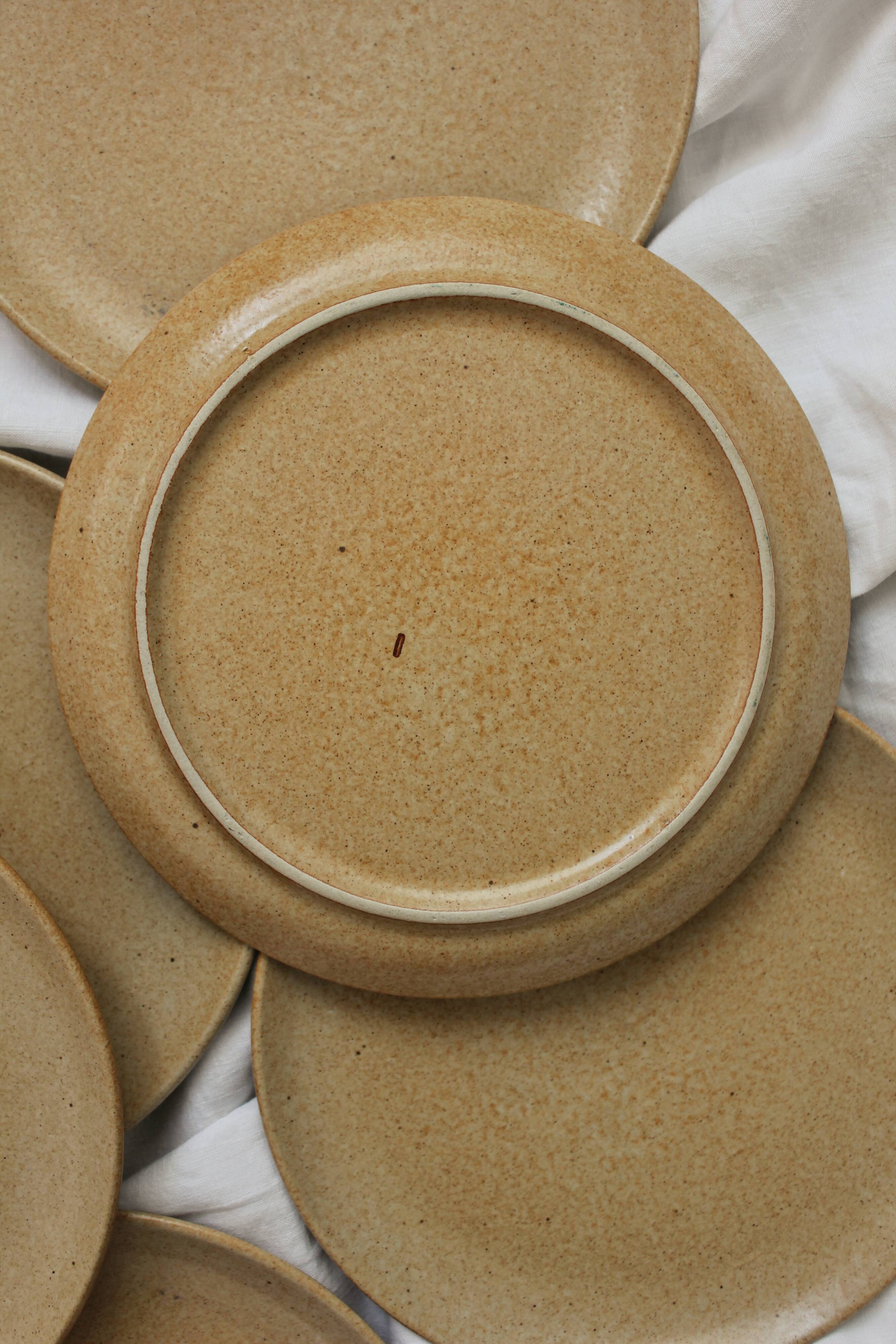 6 vintage stoneware dessert plates