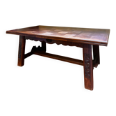 Table rustique en bois massif sculpté — Style savoyard / art populai