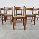 Vintage oak and wicker dining chairs, 1960s