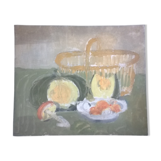 Vintage autumn basket still life
