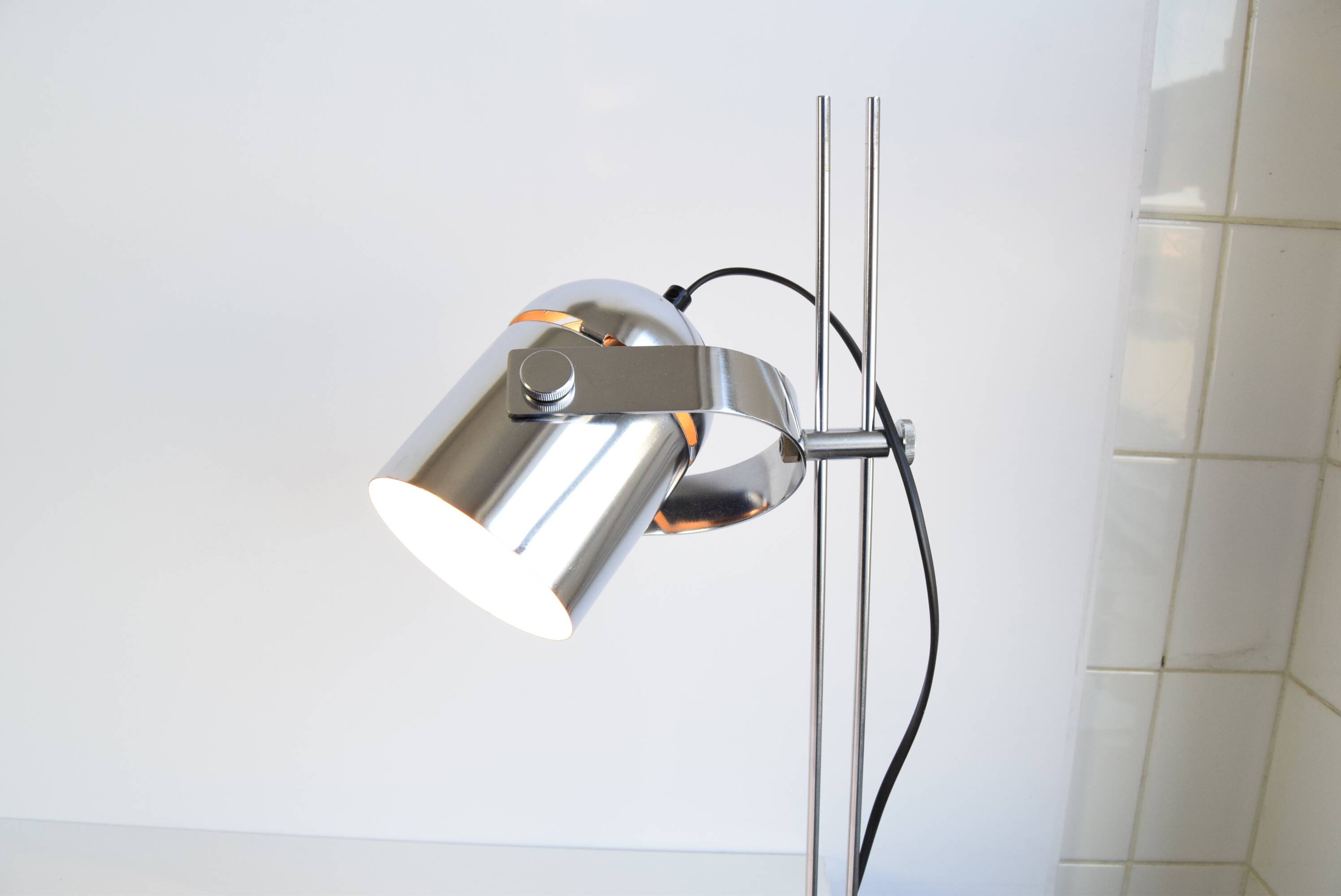 Stanislav Indra Chrome Plated Table Lamp, Czechoslovakia 1970's.