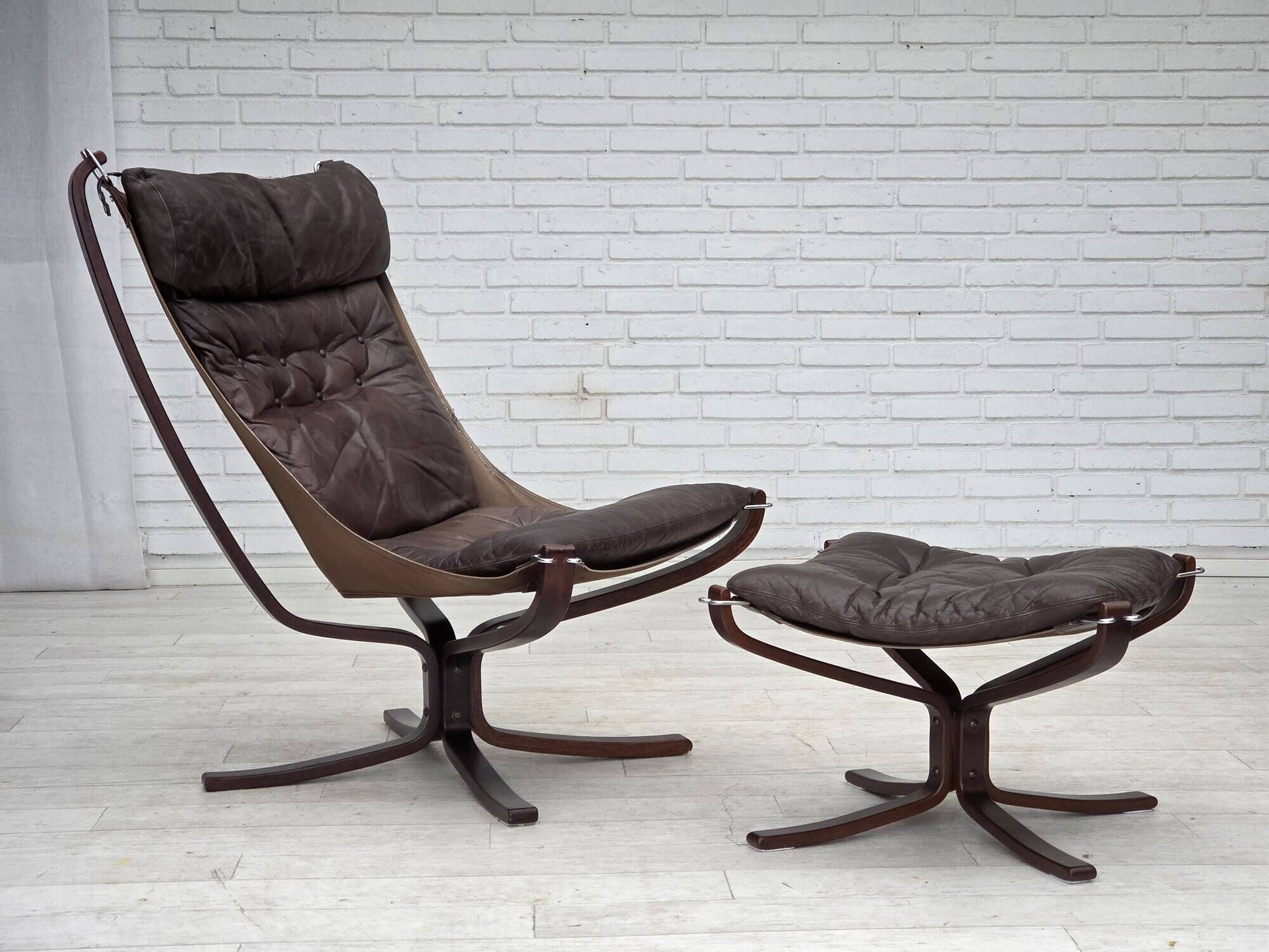 1970s, Norwegian design by Sigurd Ressel, chair "Falcon" with footstool.