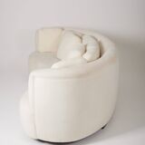 WHITE MOHAIR HALF MOON SOFA