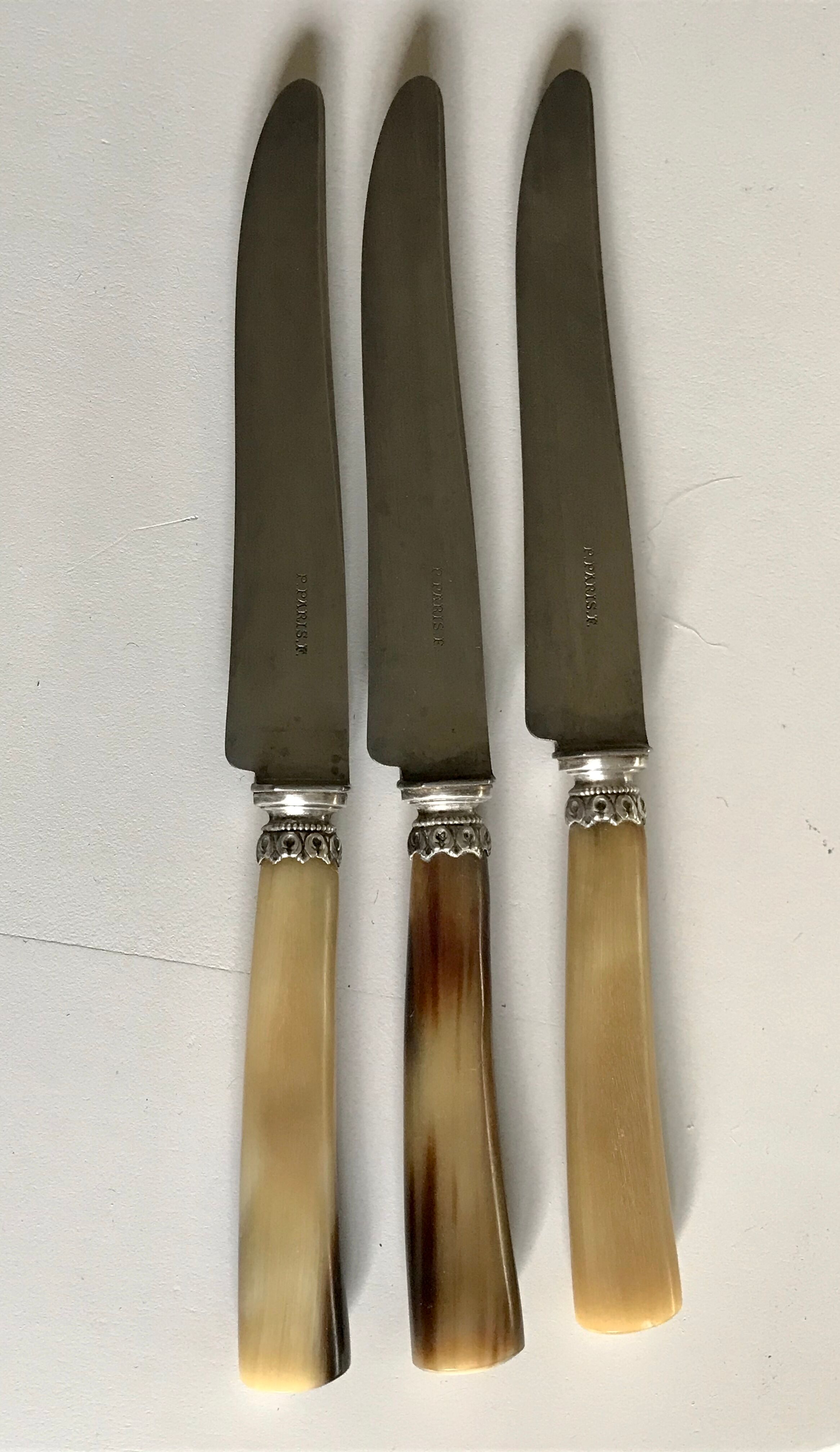 Lot of 24 horn handle knives circa 1900