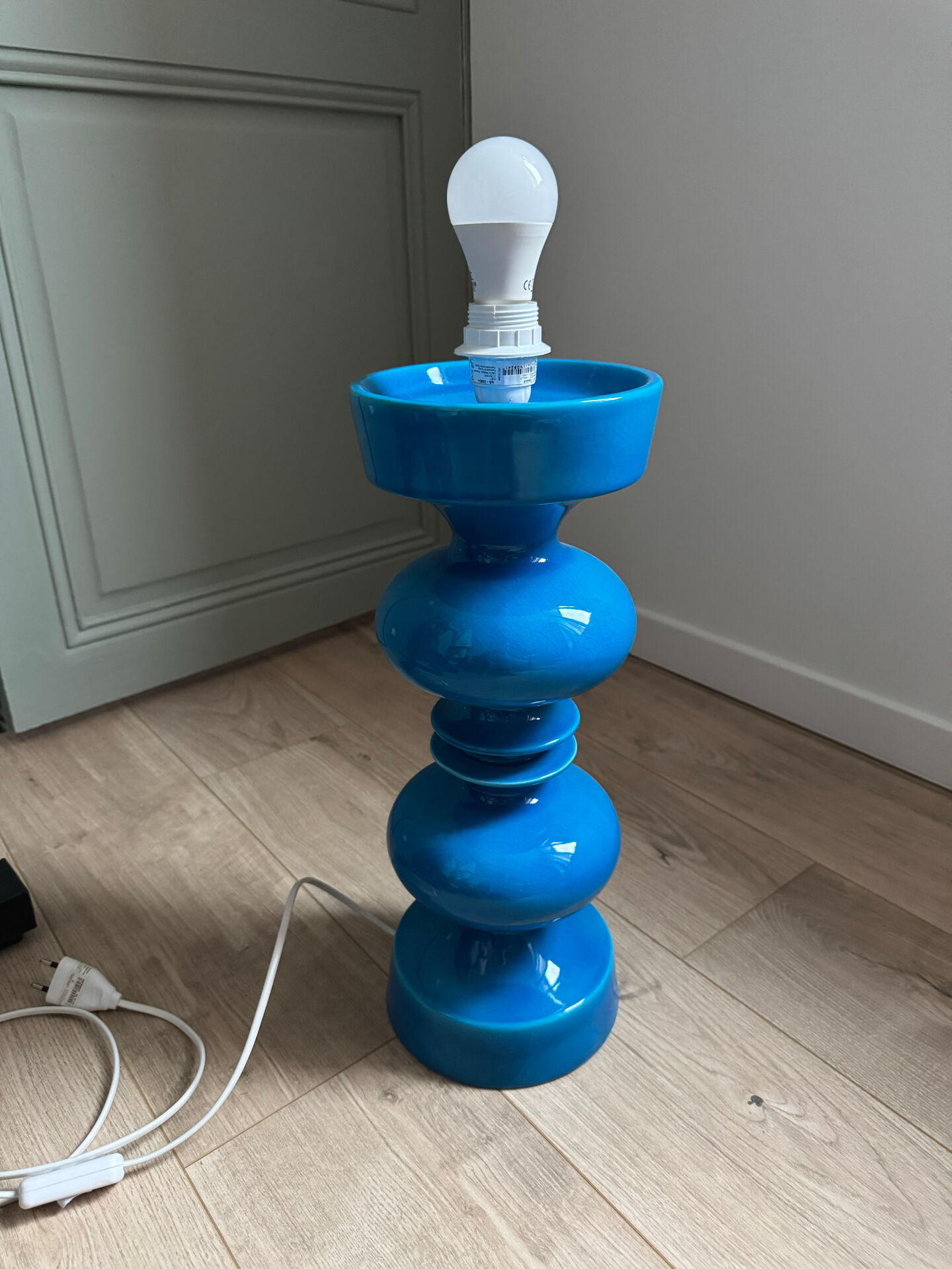 Vintage blue ceramic lamp