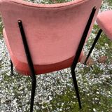 Set of 7 pink velvet chairs