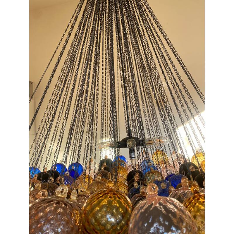 Scenographic Multicolor “Ballotton” Balls Murano Glass Chandelier