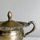 Antique silver-plated sugar bowl with handles