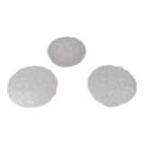 3 plafonniers en verres blancs pressés moulés motifs escargots