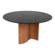 Table ronde vintage 70's en travertin et verre, design italien